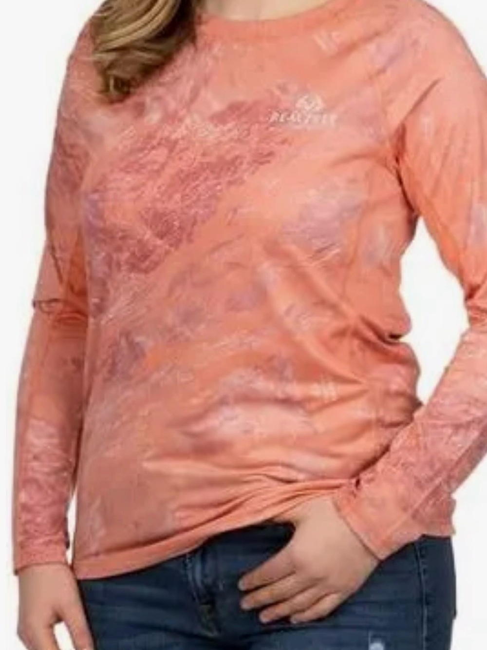 Realtree Fishing Women XL Coral Camo Performance Long Sleeve Top UPF 50+
EUC